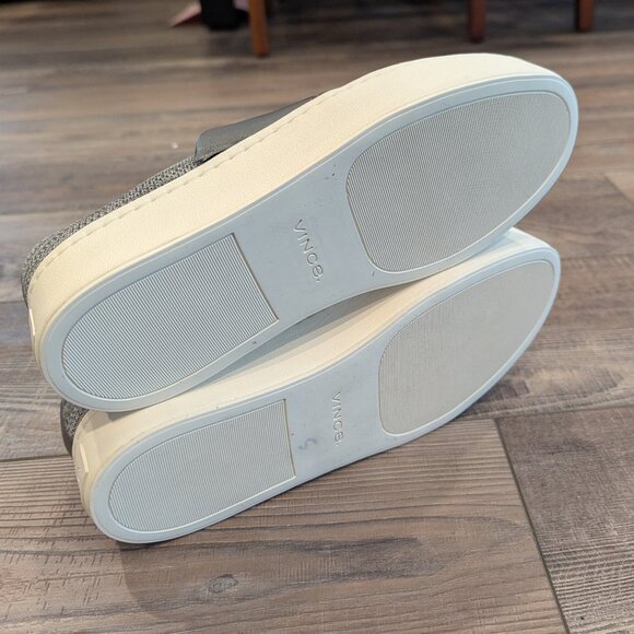 Vince Women's Ward Knit Slip-On Comfortable Platform Sneaker in Space Gray 7.5 - Picture 3 of 7